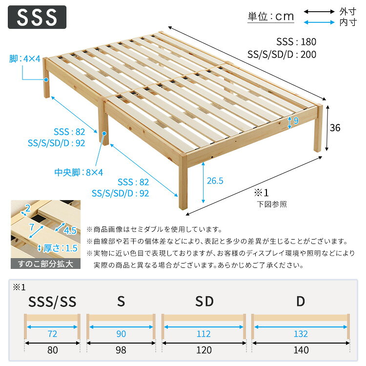 8月上旬再入荷予定 予約商品 2分で完成!組立簡単ベッド ハイタイプ【Trans-トランズ-】(セミシングルショート) [2]