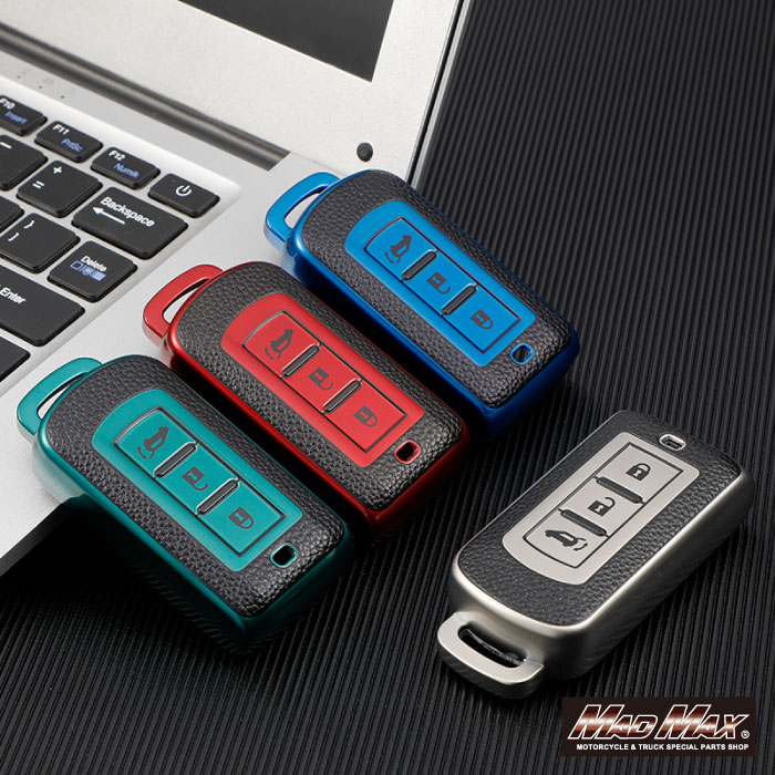 楽天MADMAX【メール便送料無料】ミツビシ専用 レザー調 TYPE A 3ボタン式 TPUソフト スマートキーケース 各色アウトランダー エクリプスクロス RVR ミラージュ ギャラン ek ekスペース キーレス 車の鍵 父の日 母の日 誕生日プレゼント クリスマス キーホルダー 三菱