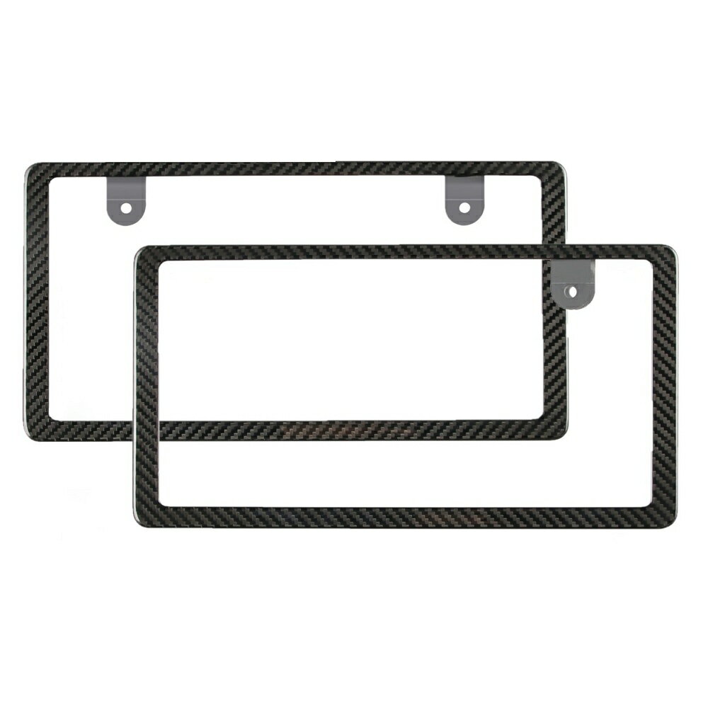 【送料無料!!】カーボンファイバー ナンバープレートフレーム （前後セット）本物 100% 光沢ブラック ..