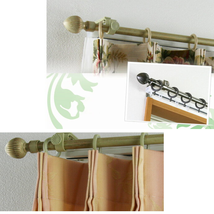 カーテンレール アイアン アイアンカーテンレール カーテン レール アイアンレール ポール ヨーロッパ おしゃれ アンティーク [クラシックシリーズ ダブル/●ボール/伸縮タイプ/1.2〜2.1m]