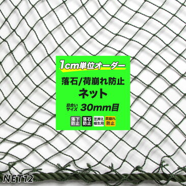 ［サイズオーダー］ネット 網 【NET12】落石ネット[440T/44本 30mm目]/ワサビ[幅101〜200cm 丈30〜100cm] 《約10日後出荷》 [落石防止網 落石対策 コンテナ トラック 荷台用 荷台ネット 荷崩れ防止 荷物押さえ 建設現場 工事現場 安全用品]