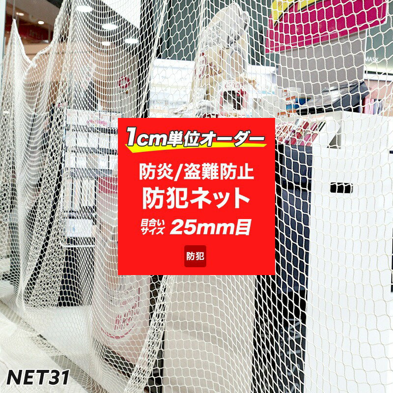 [全品11％OFF×5/1限定クーポン]防犯ネット 盗難防止ネット 網 みまも～る 【NET31】 25mm目 幅201～300cm丈301～400cm サイズオーダー 閉店後 店舗 防犯対策 侵入防止対策 陳列棚 商業ビル テナントショップ バゲッジネット ホールドネット JQ