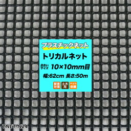 [全品11％OFF×5/1限定クーポン]プラスチックネット トリカルネット N-24 黒 目合い10×10mm/62cm×50m巻 網 園芸 ガーデンネット 落下防止 階段 吹き抜け 獣害防止 ディスプレイネット イルミネーションネット 土木 鳥よけ 網 ネット 販売 友安製作所 JQ