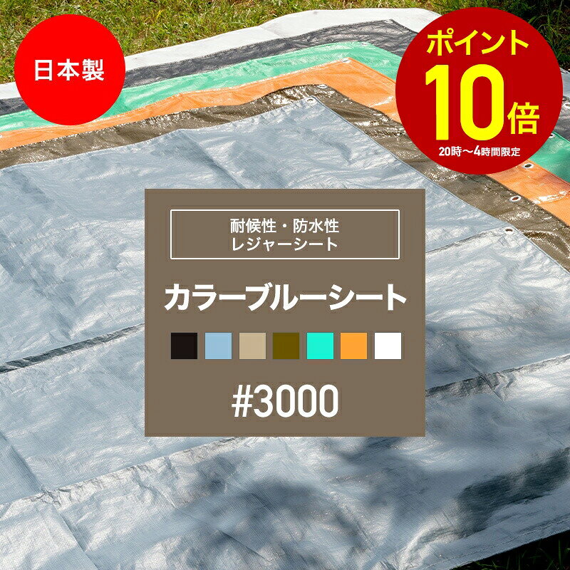[全品10％OFF×25日限定クーポン+P10倍 25日20時～4H]ブルーシート カラー #3000 厚手 防水 屋外 カラーブルーシート 防水 黒 白 おしゃれ ベージュ カーキ グリーン 防災グッズ レジャーシート ござ バーベキュー 雨よけ 埃よけ 養生シート 日本製 FT JQ