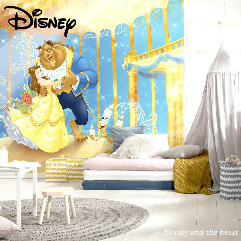 [10％OFF×15日限定クーポン]壁紙 クロス 輸入壁紙 インポート壁紙 ディズニー DISNEY おしゃれ はがせる 張り替え 補修 のり付き だまし絵 wallpaper コマー Beauty and the beast 美女と野獣 8-4022 CSZのサムネイル