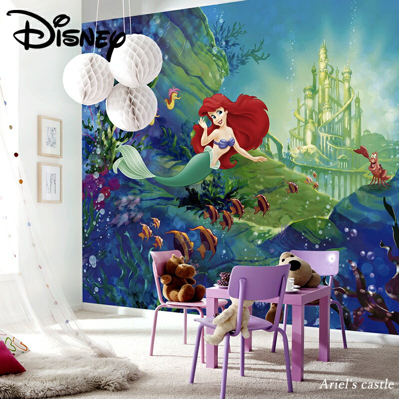 [10％OFF×15日限定クーポン]壁紙 クロス 輸入壁紙 インポート壁紙 ディズニー DISNEY おしゃれ はがせる 張り替え 補修 のり付き だまし絵 wallpaper コマー Ariel's castle アリエルの城 8-4021 CSZのサムネイル