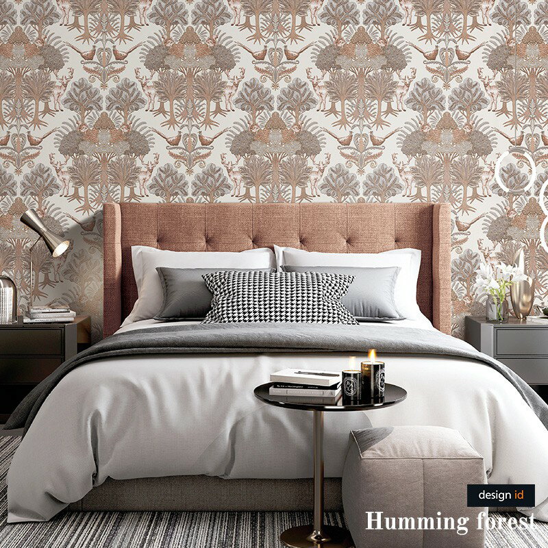 [全品P10倍×20日20時～4時間限定]輸入壁紙 壁紙 クロス おしゃれ アンティーク はがせる design id フリース アンティーク レトロ カルトナージュ diy 補修 店舗 内装 リビング トイレ 玄関 リフォーム 撮影用 ウォールペーパー wallpaper 1ロール ハミングフォレスト C-F-1