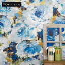 壁紙 輸入壁紙 スペイン ブランド Vilber 花 花柄 フラワー インポート壁紙 デザイン おしゃれ 輸入 海外 クロス DIY リフォーム 撮影 背景 背景紙 店舗 装飾 インテリア 内装 ブルー Vilber 壁紙 ブルーチャーム CSZ