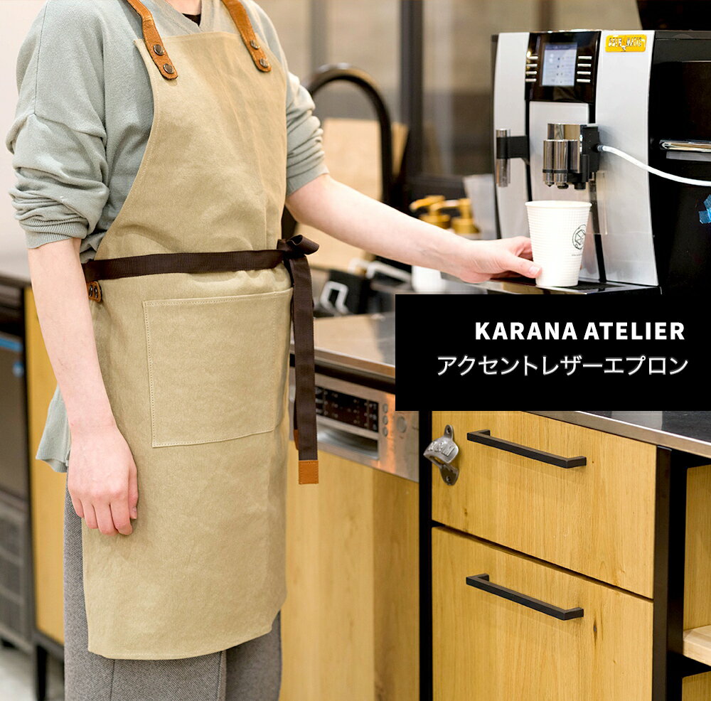 [全品10％OFF×25日限定クーポン+P10倍 25日20時～4H]エプロン キャンバス 帆布 メンズ かっこいい カフェ 男女兼用 かぶり 保育士 美容師 厚手 アクセントレザーエプロン C-F-1
