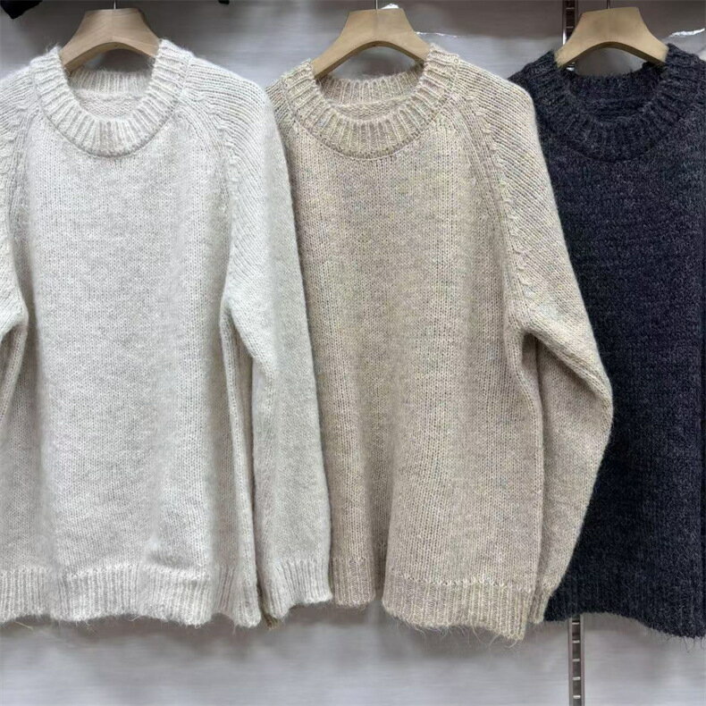 Rakuten - ★セーター 優しい 丸首スウェットセーター 女性 レディース レディースファッション ファッション オシャレ 服 カワイイ シンプル 大人 秋冬服 外着 トップス シャツ 暖かい ミディ丈 厚手 日系 ニットウェア 秋 冬