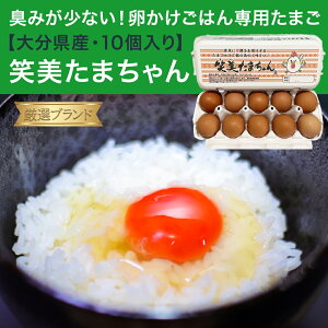 大分県のブランド卵【卵かけごはん専用】たまご 笑美たまちゃん（えみたまちゃん）1パック 10個入りMサイズ 黄身の色 濃い 黄身が大きい 弾力 朝ごはん おすすめ ブランド 人気 口コミ 話題 グルメ お取り寄せ 取り寄せ 九州産 大分産 通販 産直 生産 直送 新鮮 とれたて