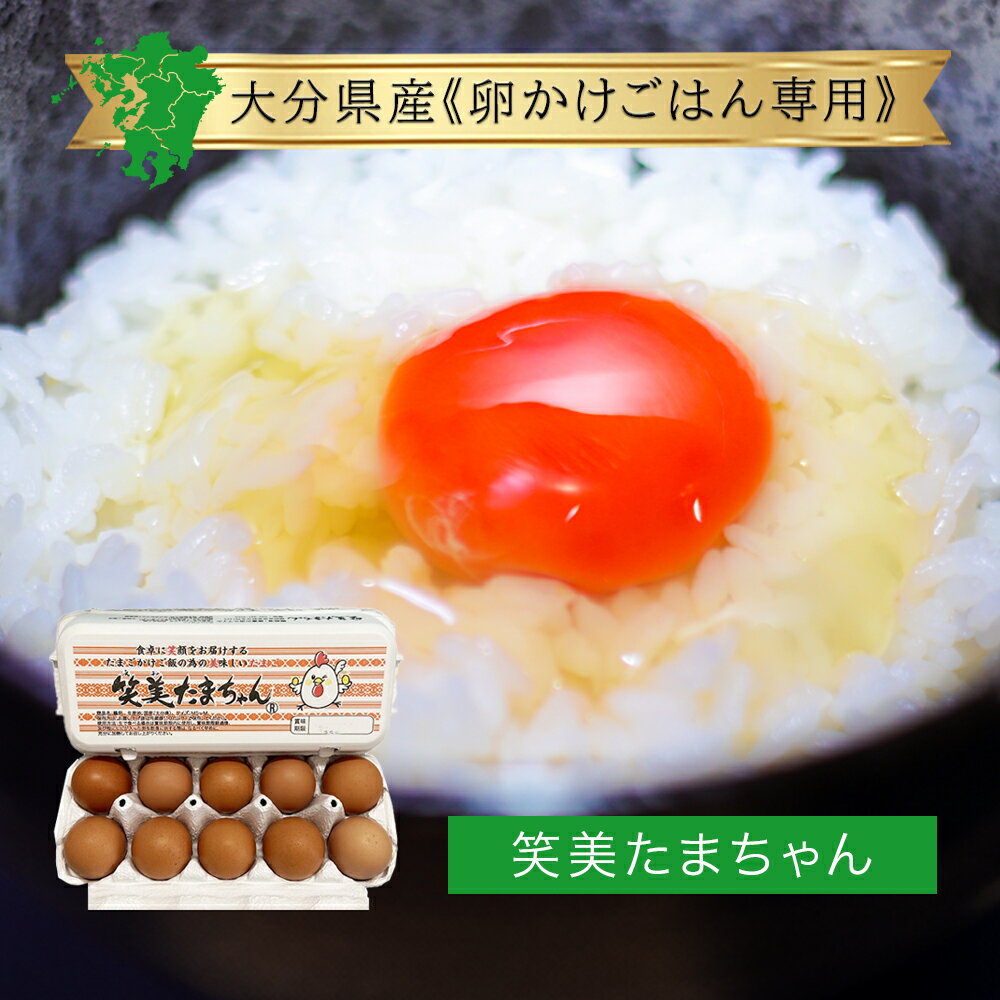 大分県のブランド卵【卵かけごはん専用】たまご 笑美たまちゃん(えみたまちゃん)1パック 10個入りMSサイズ 黄身の色 濃い 黄身が大きい 弾力 朝ごはん おす...