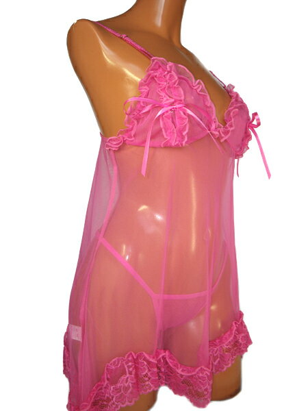 ベビードール&ショーツ ベビードール シースルー Tバックショーツ セクシーランジェリー レディース 【05635-05636】