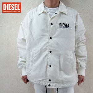 ディーゼル DIESEL メンズ ジャケット ロゴ プリント コーチジャケット J-AKIO-A/129/オフホワイト サイズ：L