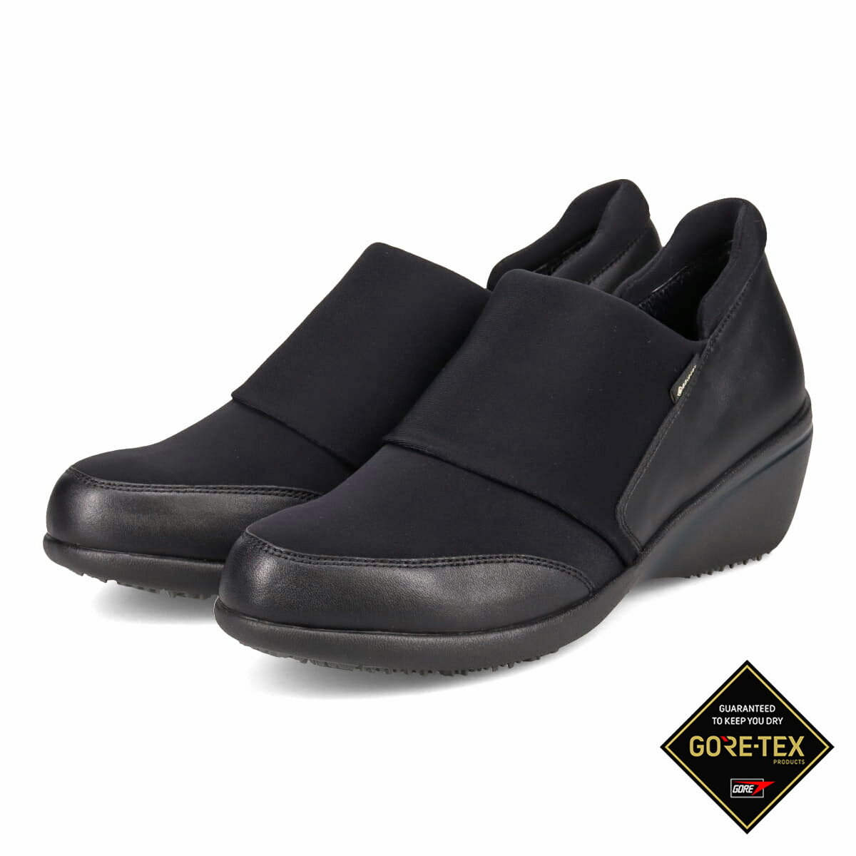 マドラスウォーク madras Walk MWL1008 レディース ヒールスニーカー 防水 ゴアテックス スリッポン 3E相当 蒸れない 疲れにくい 軽い 美脚 厚底 ストレッチ素材 ブラック ネイビー オーク