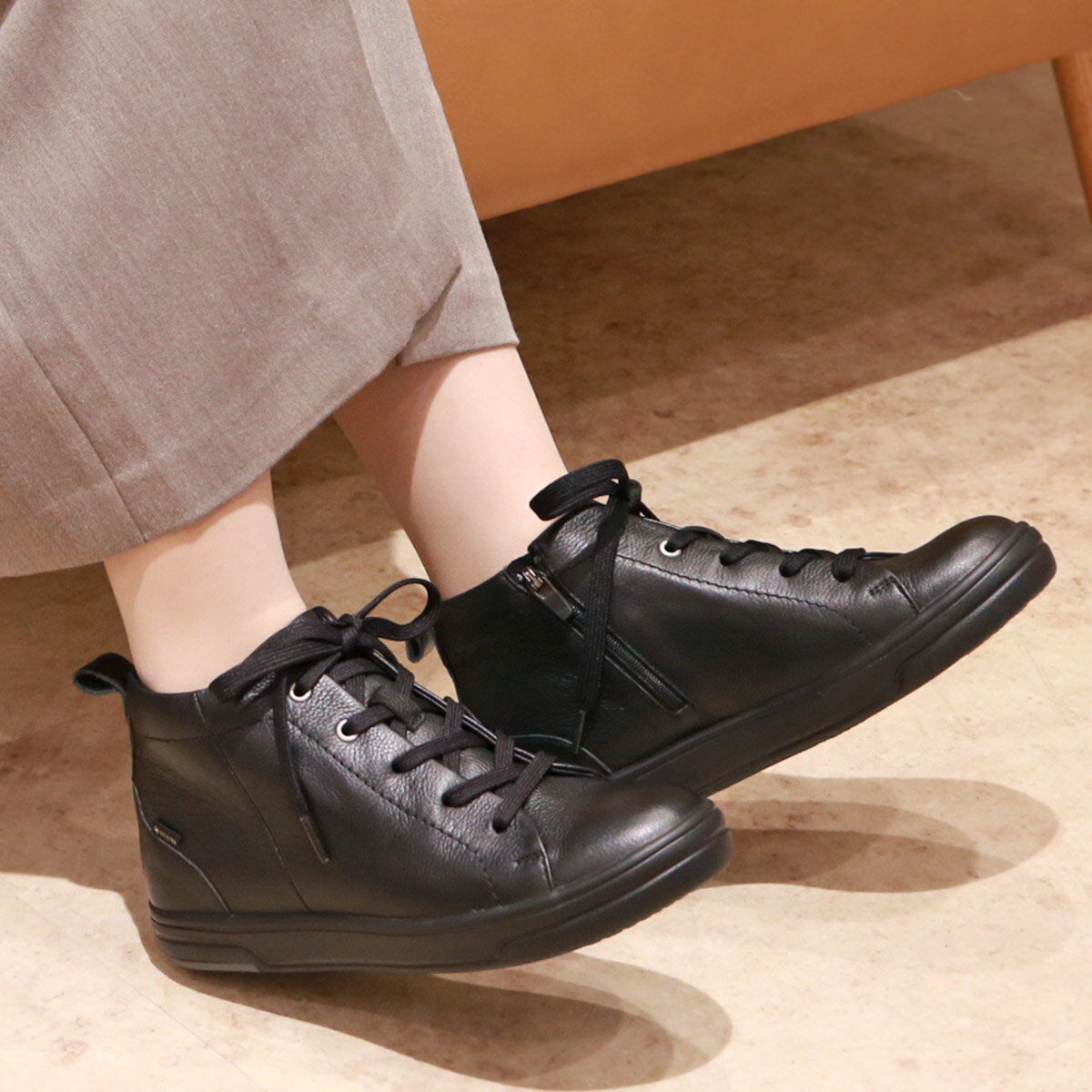 マドラスウォーク madras Walk MWL1023 レディース ハイカットスニーカー 防水 ゴアテックス サイドファスナー 蒸れない 疲れにくい 軽い 本革 旅行 ウォーキング ブラック ホワイト オーク