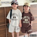 韓国 子供服 セットアップ キッズ スウェット 夏 春 ユニセックス 上下セット 半袖 tシャツ ハーフパンツ 短パン 男の子 女の子 綿 ゆったり ベビー ジ...