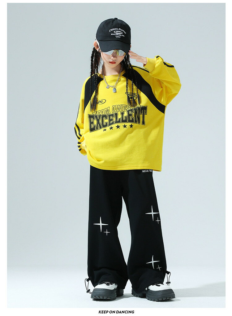 キッズダンス衣装 単品 カーゴパンツ 黒 スウェットパンツ 女の子 男の子 ダンスウェア ストリート ジャズ ヒップホップ K-POP 韓国子供服 練習着 普段着 上下セット ロックダンス ゆったり 原宿系