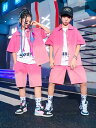 グラデーション シャツ ピンク 短パン 2点セット 3点セット 白 tシャツ 女の子 男の子 キッズダンス衣装 セットアップ ダンスウェア 上下セット hiphop K-POP 韓国子供服 応援団 演出服 ゆったり 大きいサイズ ジュニア キッズ ファッション 練習着 普段着 発表会 3