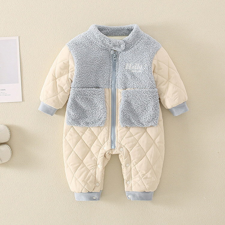 可愛い もこもこ ロンパース カバーオール ベービー服 子供服 ブラウン ブルー ベービー 赤ちゃん 新生児 韓国 動物 冬 春 秋 長袖 前開き 裏起毛 防寒 あったか 中綿 男女兼用 女の子 男の子 出産祝い ギフト退院 ベービー用品 プレゼント 出産準備 結婚祝い 2