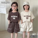 茶色系 キッズ 夏服 スウェット セットアップ スポーツウェア ジャージ かわいい ペア 韓国子供服 おしゃれ 兄妹 男の子 女の子 お揃い 半袖 tシャツ ハ...