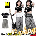 ヒップホップ 上下セット キッズダンス衣装 セットアップ 2点セット へそ出し ジャズダンス 女の子 ダンスウェア ステージ衣装 子供服 カーゴパンツ 黒 プリント 腰回り ホワイトレース グレイ ワイドパンツ ダボダボ 応援団 演出服 練習着 普段着 発表会 個性派 おしゃれ