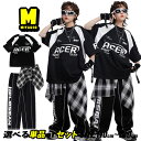 ストリート セットアップ 黒色系 Tシャツ プリント ロングパンツ キッズダンス衣装 ステージ衣装 ユニセックス 子供服 2点セット 3点セット 4点セット 上下セット 腰回り タータンチェック 手袋 ヒップホップ K-POP 韓国 ファッション 個性派 演出服 練習着 普段着
