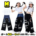 ブラック カーゴパンツ 黒 ワイドパンツ 柄 キッズダンス衣装 セットアップ チアガール キッズ ダンスウェア 白 トップス ヘソ出し 字母柄 女の子 応援団 ...