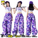 紫 迷彩 カーゴパンツ パープル ワイドパンツ 柄 キッズダンス衣装 紫 セットアップ チアガール キッズ ダンスウェア 白トップス ヘソ出し 字母柄 女の子 ...
