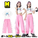 ピンク カーゴパンツ 桜色 ワイドパンツ 蝶結び キッズダンス衣装 セットアップ チアガール キッズ ダンスウェア ホワイト トップス ヘソ出し 蝶結び 白 女...