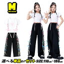チアガール ブラック カーゴパンツ 黒 ワイドパンツ リボン キッズダンス衣装 セットアップ キッズ ダンスウェア ホワイト トップス ヘソ出し 白 蝶結び 女...