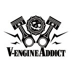 全20色 V型エンジン中毒 カッティングステッカー V-ENGINE ADDICT 髑髏 ドクロ マエワークスオリジナル カーシール EA-06