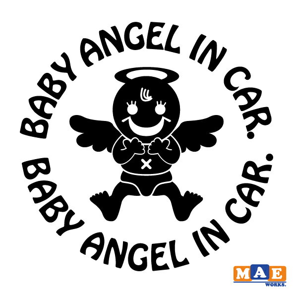 全20色 ベビーインカ— カッティングステッカー BABY ANGEL IN CAR エンジェル 天使 赤ちゃん 車 シール IC-01