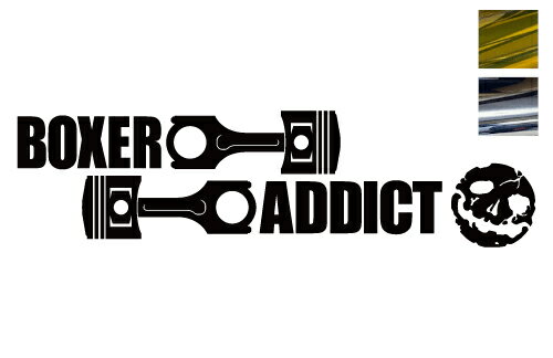 樂天商城 - 金銀メッキカラー！ ボクサーエンジン中毒 カッティングステッカー BOXER ADDICT 髑髏 ドクロ マエワークスオリジナル engine カーシール EA-01m