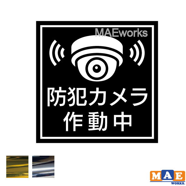 金銀メッキカラー 防犯 セキュリティ カメラ 防犯カメラ 監視カメラ 作動中 カッティング ステッカー シンプル おしゃれ かっこいい シール 防止 録画 撮影 盗難防止 空き巣対策 防犯グッズ マエワークスオリジナル scuc-09m