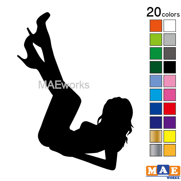 全20色 セクシー ステッカー 女性シルエット カッティングステッカー 車 バイク ヘルメット ツールボッ..
