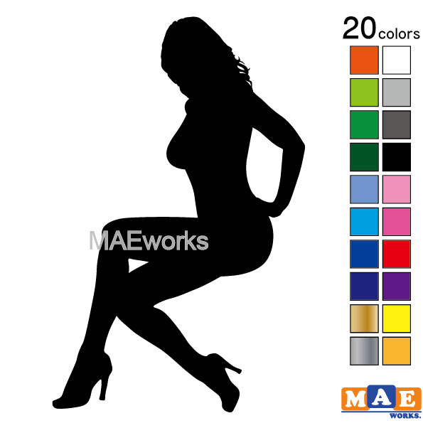 乐天商城 - 全20色 セクシー ステッカー 女性シルエット カッティングステッカー 車 バイク ヘルメット ツールボックス sexy シール SL-C03