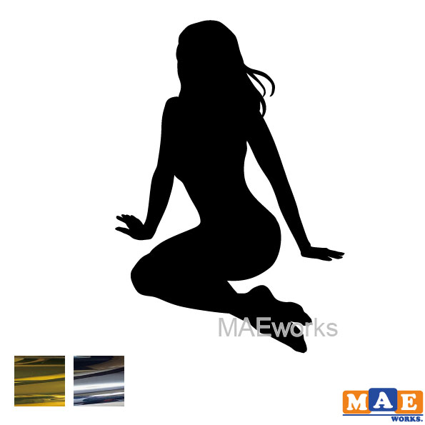 樂天商城 - 金銀メッキカラー セクシー ステッカー 女性シルエット カッティングステッカー 車 バイク ヘルメット ツールボックス マエワークスオリジナル sexy シール SL-D03m