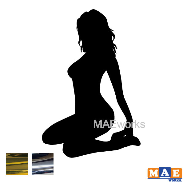 乐天商城 - 金銀メッキカラー セクシー ステッカー 女性シルエット カッティングステッカー 車 バイク ヘルメット ツールボックス マエワークスオリジナル sexy シール SL-D07m