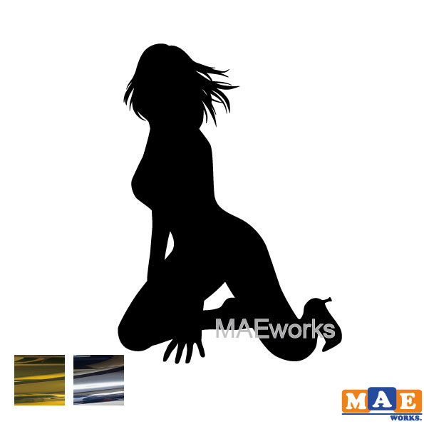 乐天商城 - 金銀メッキカラー セクシー ステッカー 女性シルエット カッティングステッカー 車 バイク ヘルメット ツールボックス マエワークスオリジナル sexy シール SL-D09m