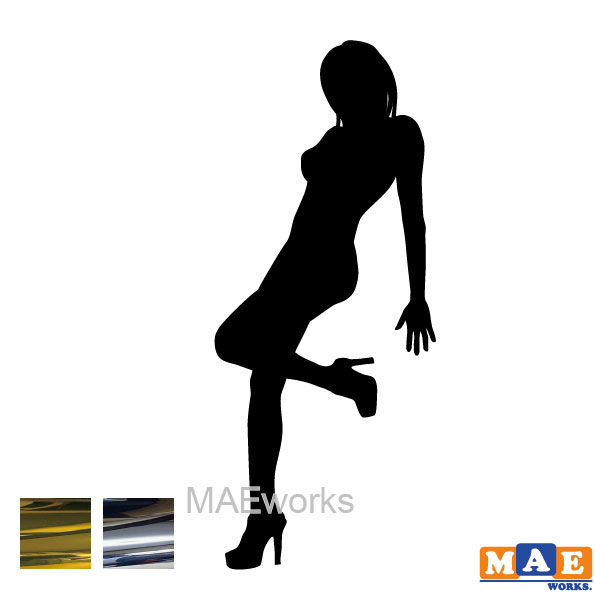 乐天商城 - 金銀メッキカラー セクシー ステッカー 女性シルエット カッティングステッカー 車 バイク ヘルメット ツールボックス マエワークスオリジナル sexy シール SL-E02m