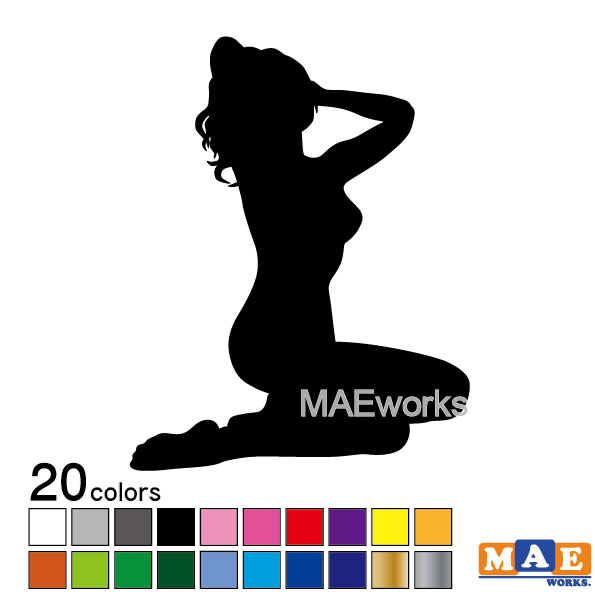 全20色 セクシー ステッカー 女性シルエット カッティングステッカー 車 バイク ヘルメット ツールボックス sexy シール SL-G09