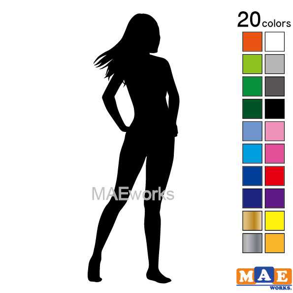 全20色 セクシー ステッカー 女性シルエット カッティングステッカー 車 バイク ヘルメット ツールボックス sexy シール SL-H03