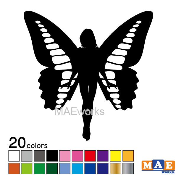 樂天商城 - 全20色 セクシー ステッカー 女性シルエット カッティングステッカー 車 バイク ヘルメット ツールボックス sexy シール 蝶 バタフライ フェアリー SL-I09