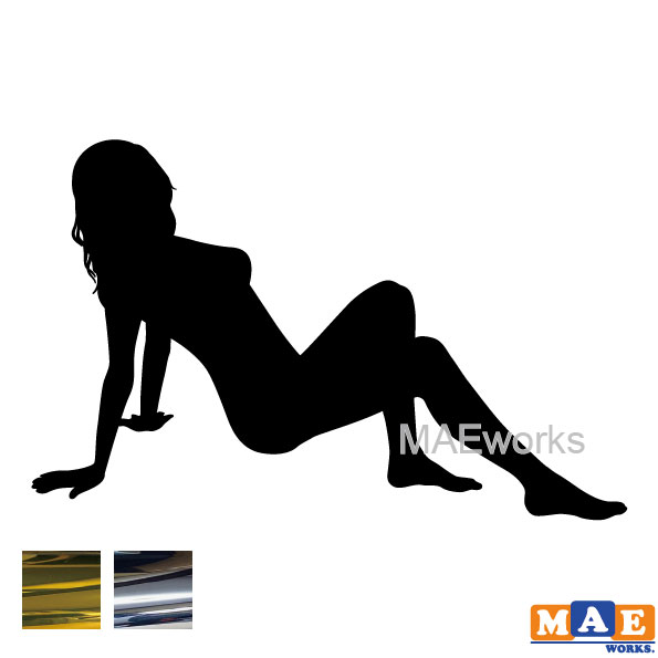 乐天商城 - 金銀メッキカラー セクシー ステッカー 女性シルエット カッティングステッカー 車 バイク ヘルメット ツールボックス マエワークスオリジナル sexy シール SL-A03m