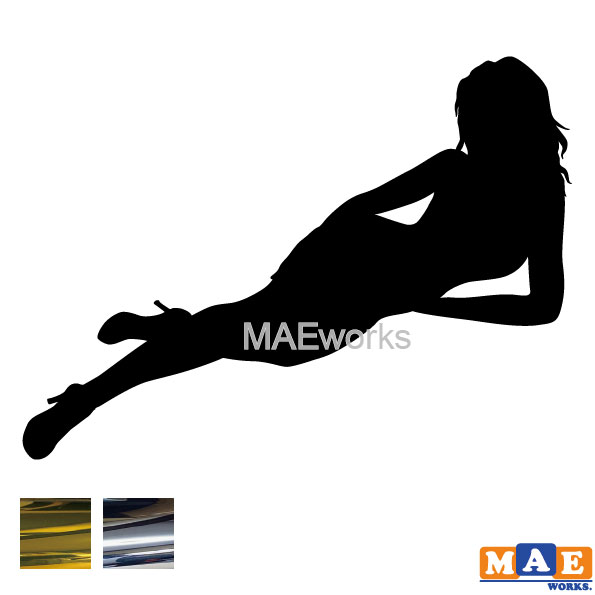 乐天商城 - 金銀メッキカラー セクシー ステッカー 女性シルエット カッティングステッカー 車 バイク ヘルメット ツールボックス マエワークスオリジナル sexy シール SL-B03m