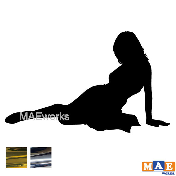 樂天商城 - 金銀メッキカラー セクシー ステッカー 女性シルエット カッティングステッカー 車 バイク ヘルメット ツールボックス マエワークスオリジナル sexy シール SL-B04m