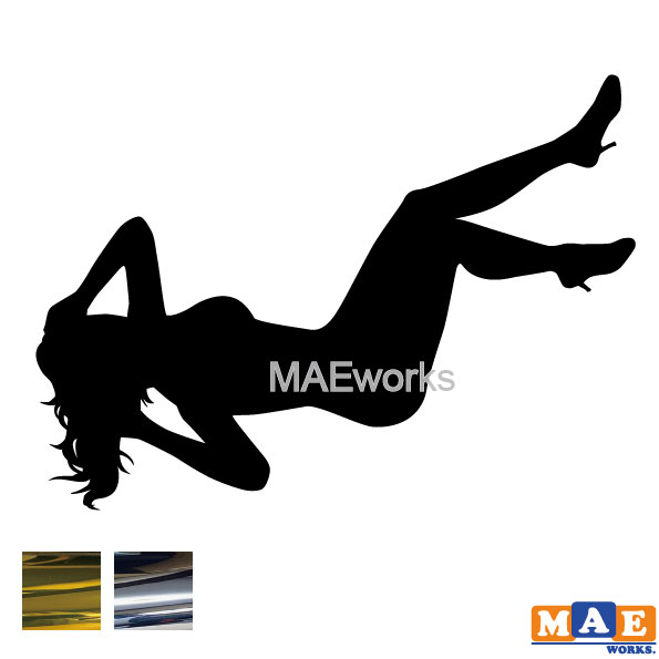 乐天商城 - 金銀メッキカラー セクシー ステッカー 女性シルエット カッティングステッカー 車 バイク ヘルメット ツールボックス マエワークスオリジナル sexy シール SL-B05m