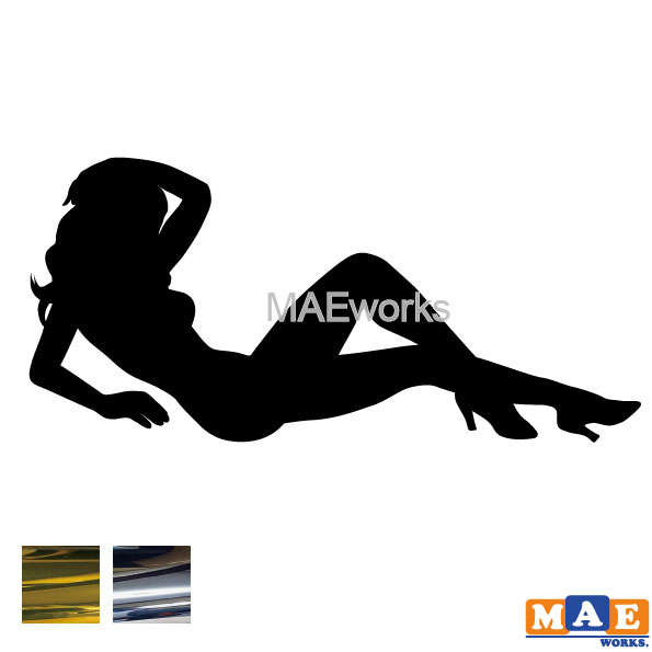 乐天商城 - 金銀メッキカラー セクシー ステッカー 女性シルエット カッティングステッカー 車 バイク ヘルメット ツールボックス マエワークスオリジナル sexy シール SL-B06m