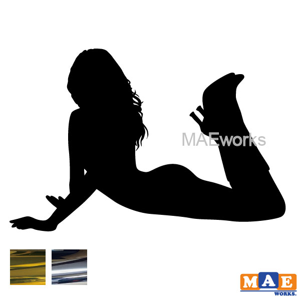 乐天商城 - 金銀メッキカラー セクシー ステッカー 女性シルエット カッティングステッカー 車 バイク ヘルメット ツールボックス マエワークスオリジナル sexy シール SL-B08m